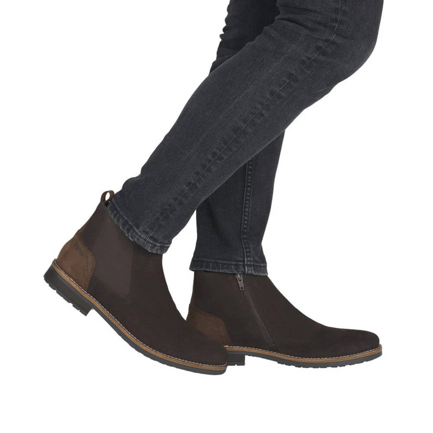 Rieker Chelsea Boot Suede Leather Chocolate Brown 33253-25