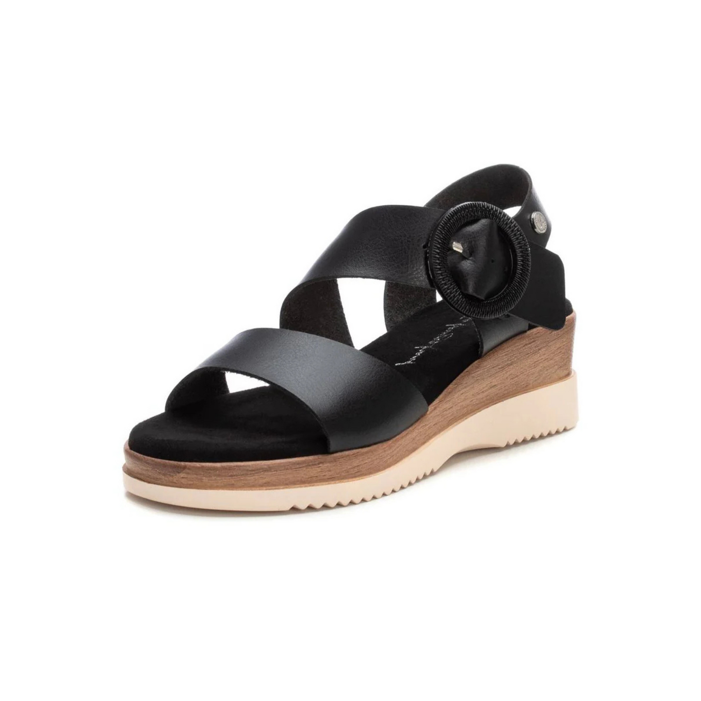 Xti Wedge Buckled Sandal Black 143944