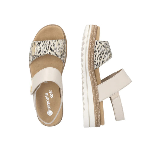 Remonte Wedge Sandal Cream Leather D0Q59
