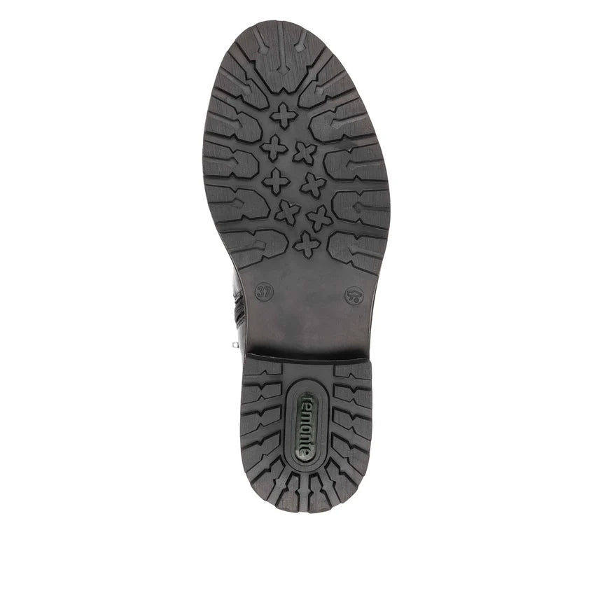 Remonte Knee High Flat Black Leather Boot R6593-00