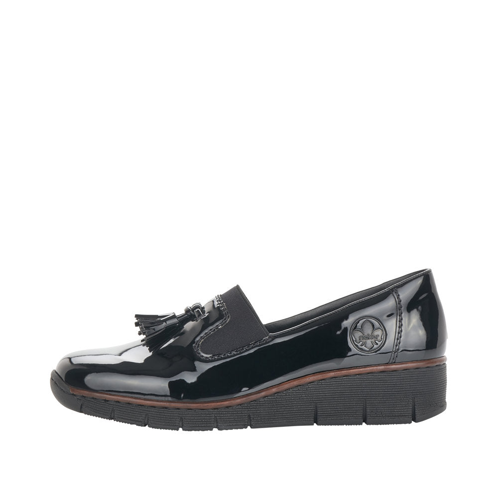 Rieker Platform Wedge Loafer Silver 53751