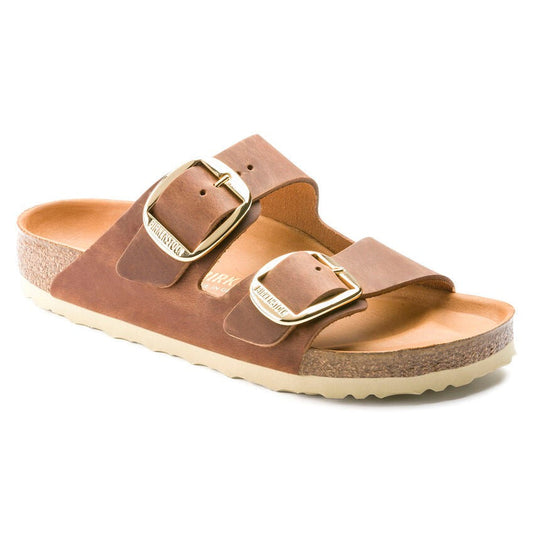 Birkenstock Arizona Two Strap Big Buckle Tan Sandals - Cognac Leather