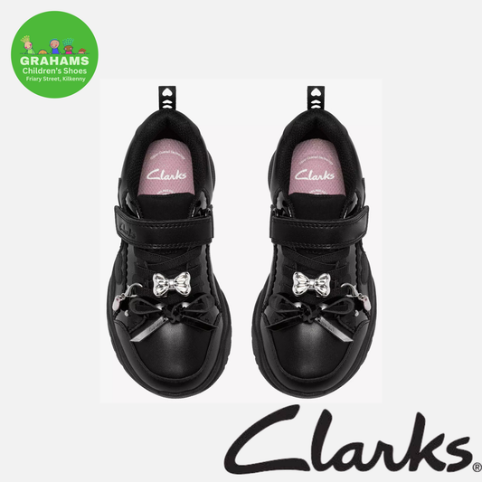 Clarks Featherskip Black Patent School Shoe