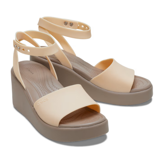 Crocs Brooklyn Ankle Strap Wedge Mushroom