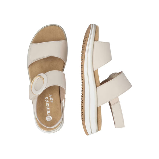 Remonte Cream Velcro Leather Sandal D1J63