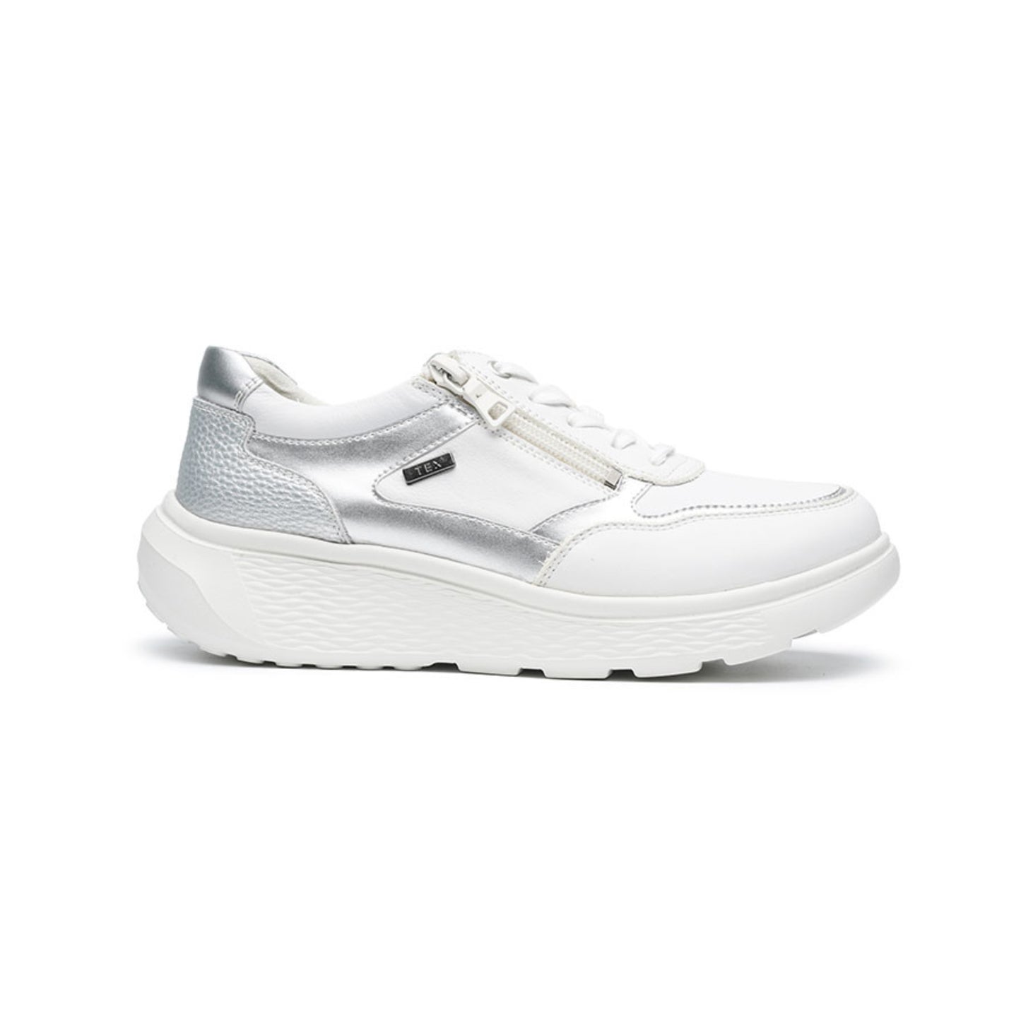 G-Comfort Ladies Trainer Side Zipper White Metallic S2731