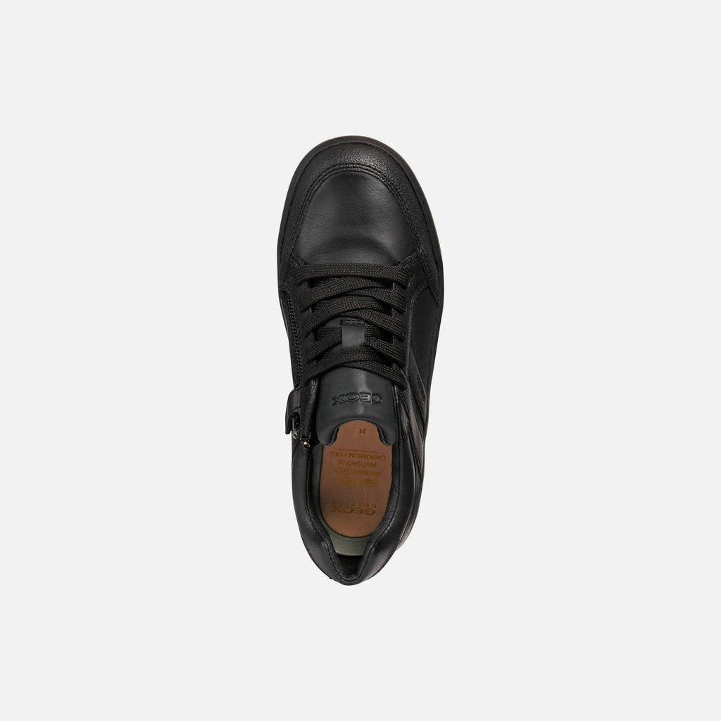Geox Arzach Boys Black Leather Shoe J844AD