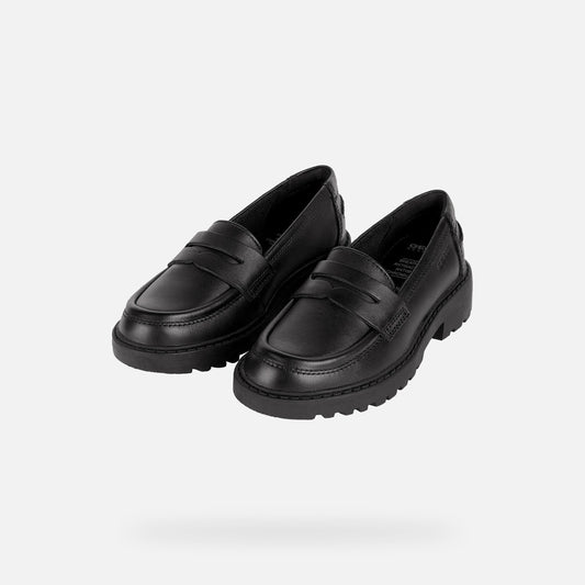 Geox Casey Loafer Black Leather Shoe J3620C