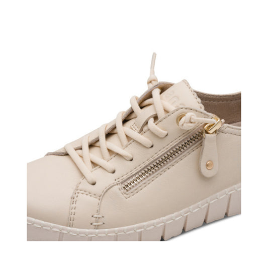 Jana Runner with Gold Zip - Softline Beige Leather