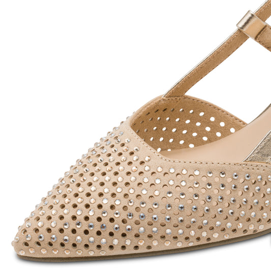 Marco Tozzi Diamante Pointed Toe Low Heel Sling Back