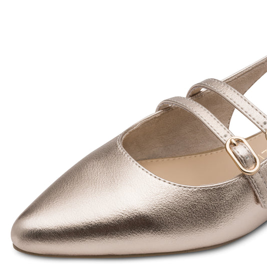 Marco Tozzi Sling Back Pointed Toe Metallic Flats 29409-44