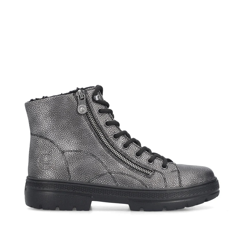 Rieker Platform Laced Metallic Ankle Boot N0031