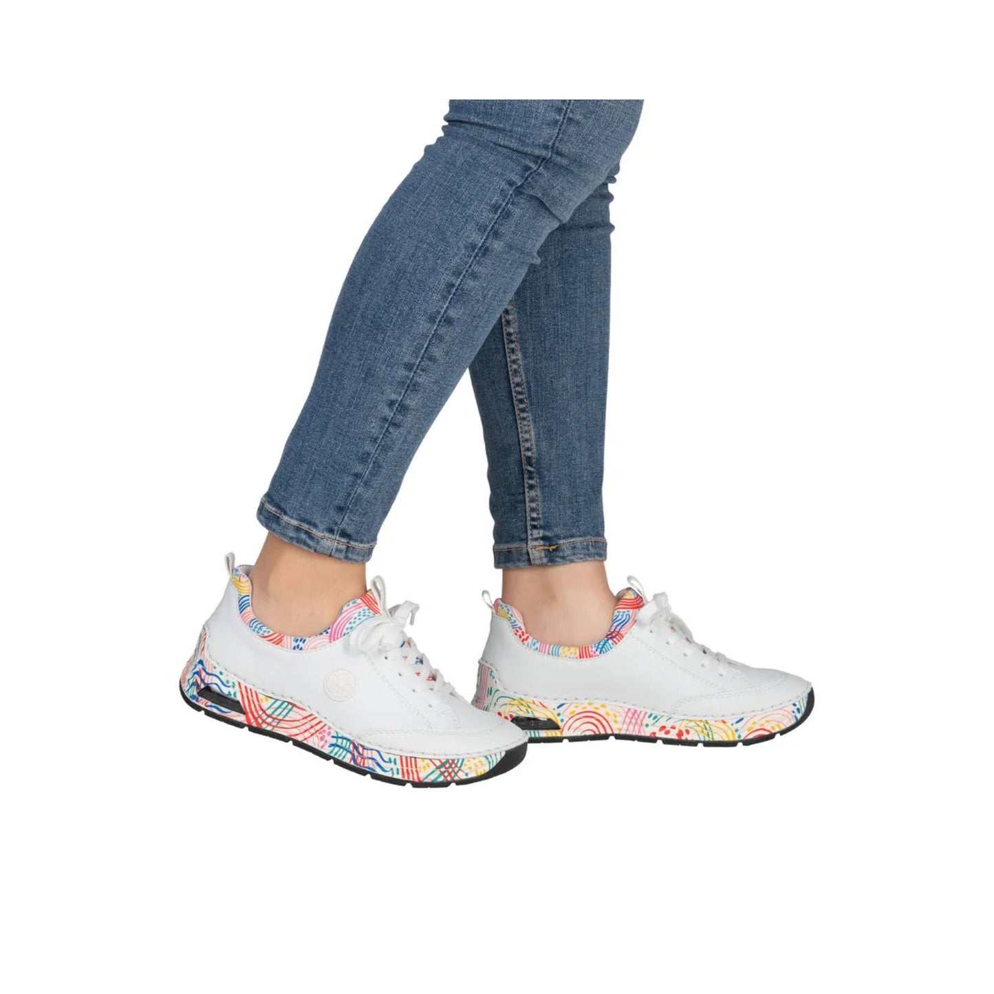 Rieker Lace Up Runner White Multi 44562-80