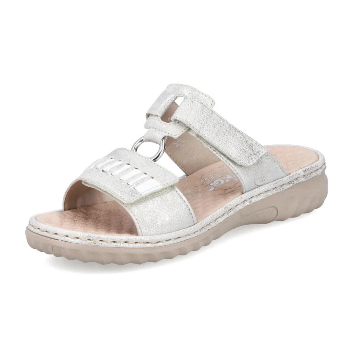 Rieker Woman's Mule Sandal Silver White 60481