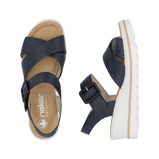 Rieker Woman's Wedge Sandal Navy 67463