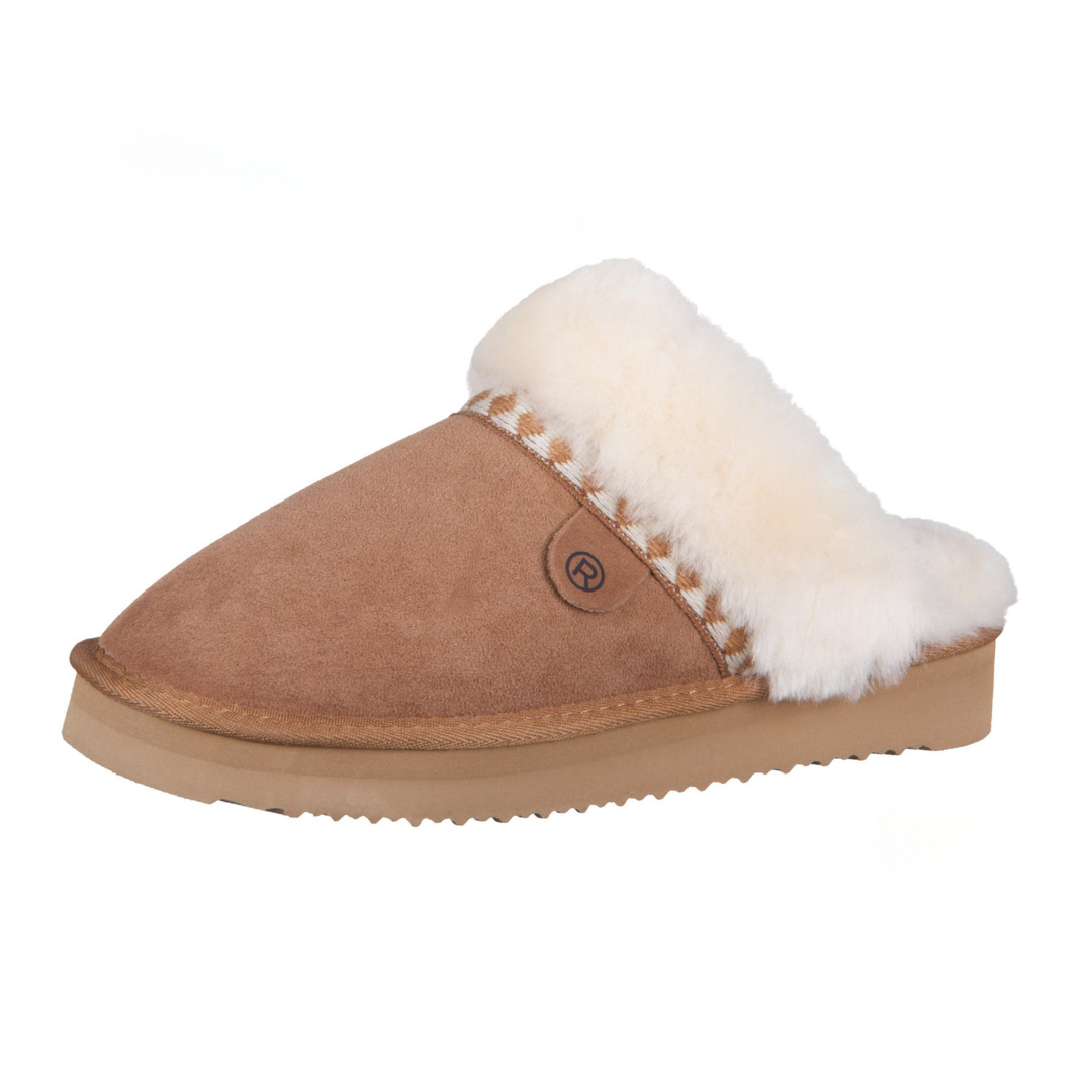 Rodhe Mule Slipper Fleece Lined Tan Suede Leather 7080