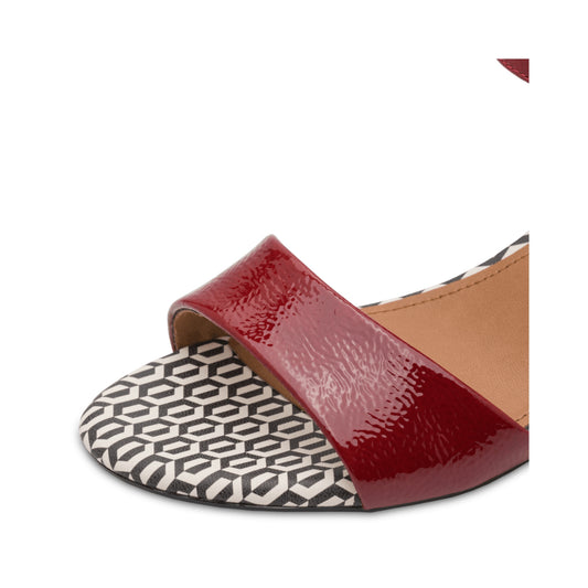 Tamaris Retro Patterned Patent Sandal Block Heel 28249-42