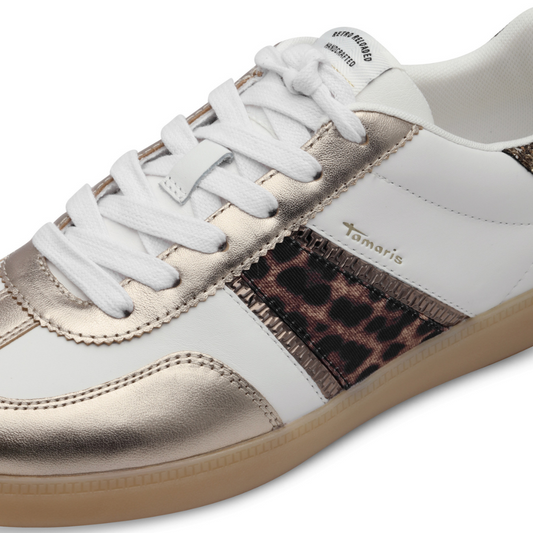 Tamaris Metallic White Leopard Trainer 23624-43