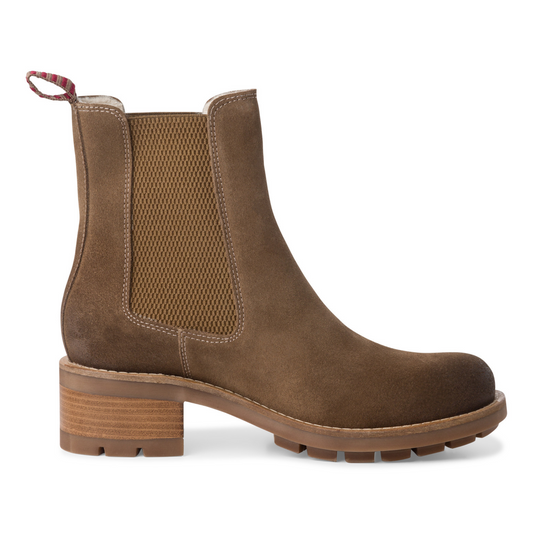 Tamaris Chelsea Boot Block Heel Suede Brown 25490-43