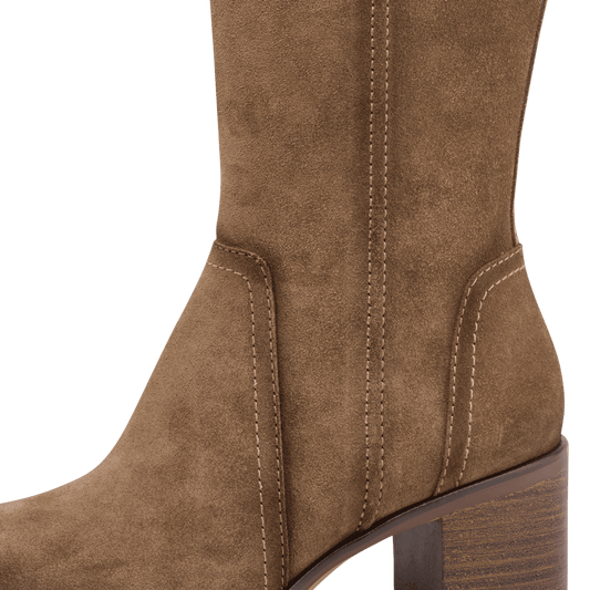 Tamaris Knee High Block Heel Suede Leather Boot Camel Brown 25576-47
