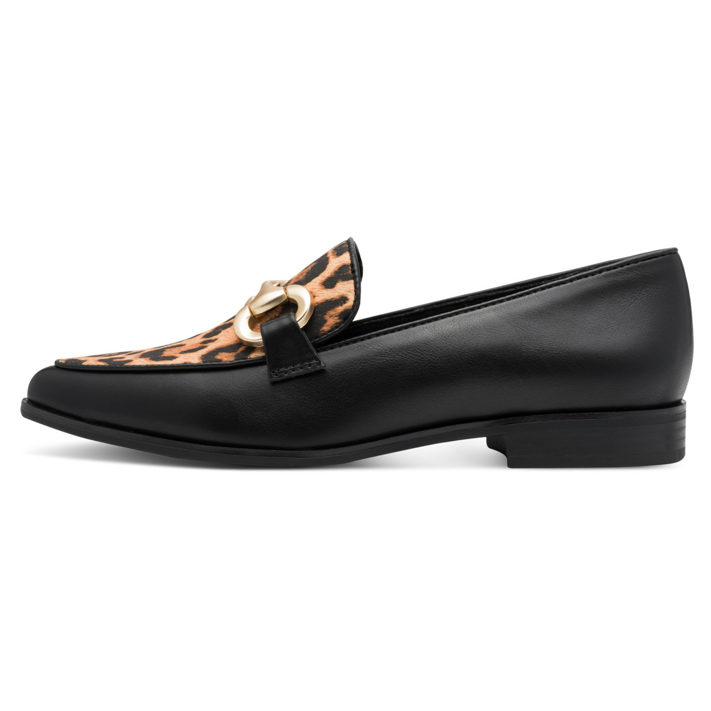 Marco Tozzi Pointed Toe Loafer Leopard Print Black 24216-45