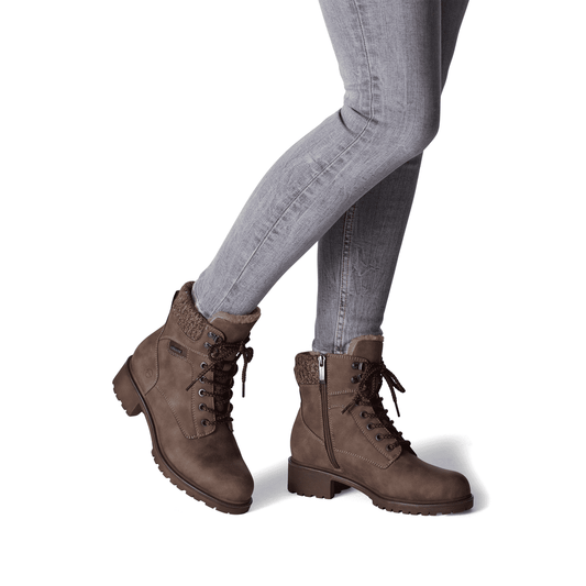 Tamaris Lace Up Fur Lined Ankle Boot Cigar Brown 26266-43