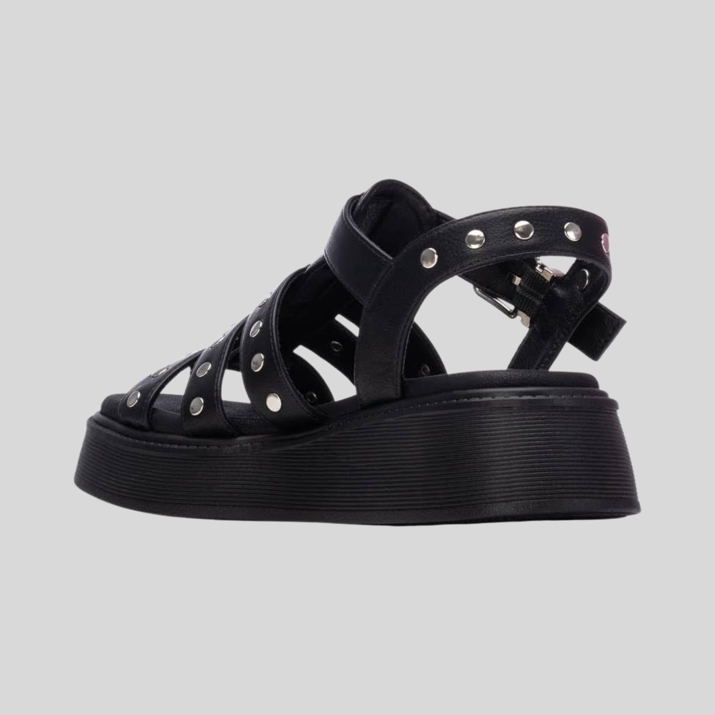 XTI Ladies Platform Sandal with Studs Black 145238