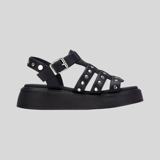 XTI Ladies Platform Sandal with Studs Black 145238