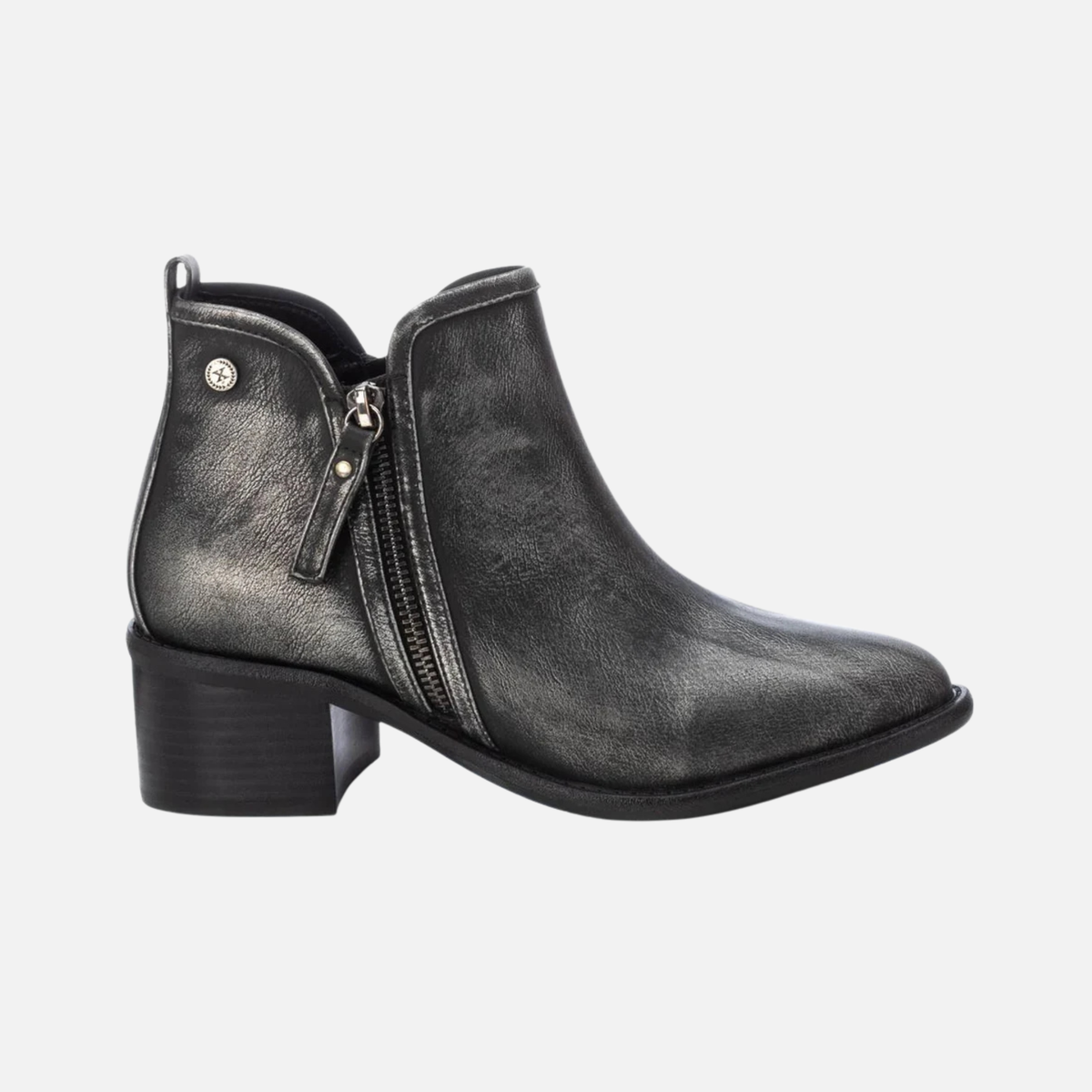 Xti Block Heel Cowboy Boot Gun Metal Grey 143478