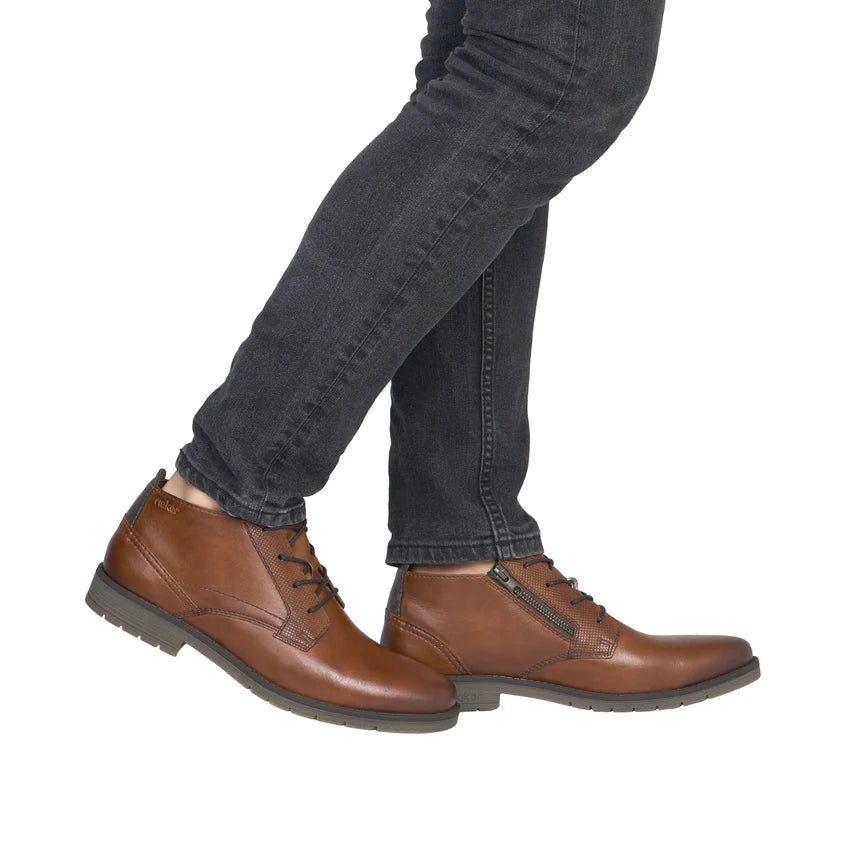 Rieker Mens Boot Tan Brown Zip 13902-24