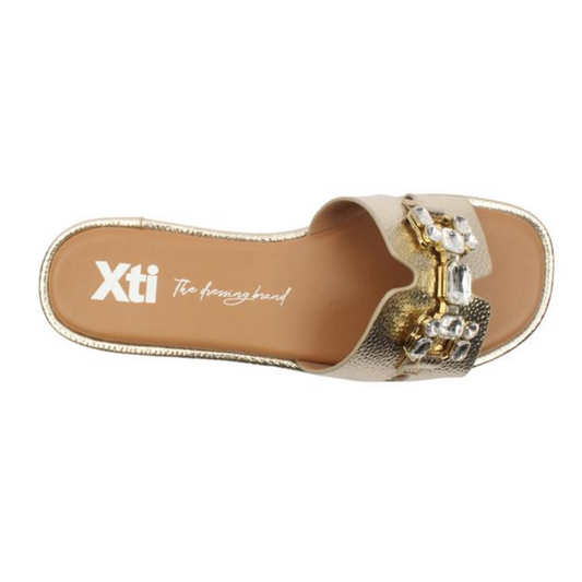 Xti Flat Metallic Gold Sandal 143679
