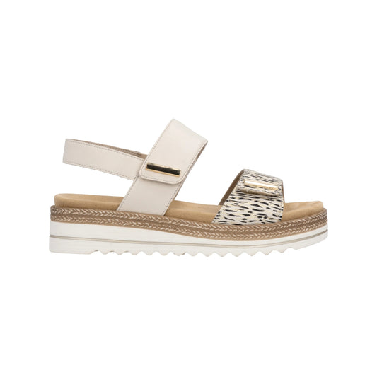 Remonte Wedge Sandal Cream Leather D0Q59