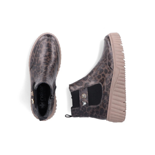 Rieker Platform Chelsea Boot Leopard Print N2556