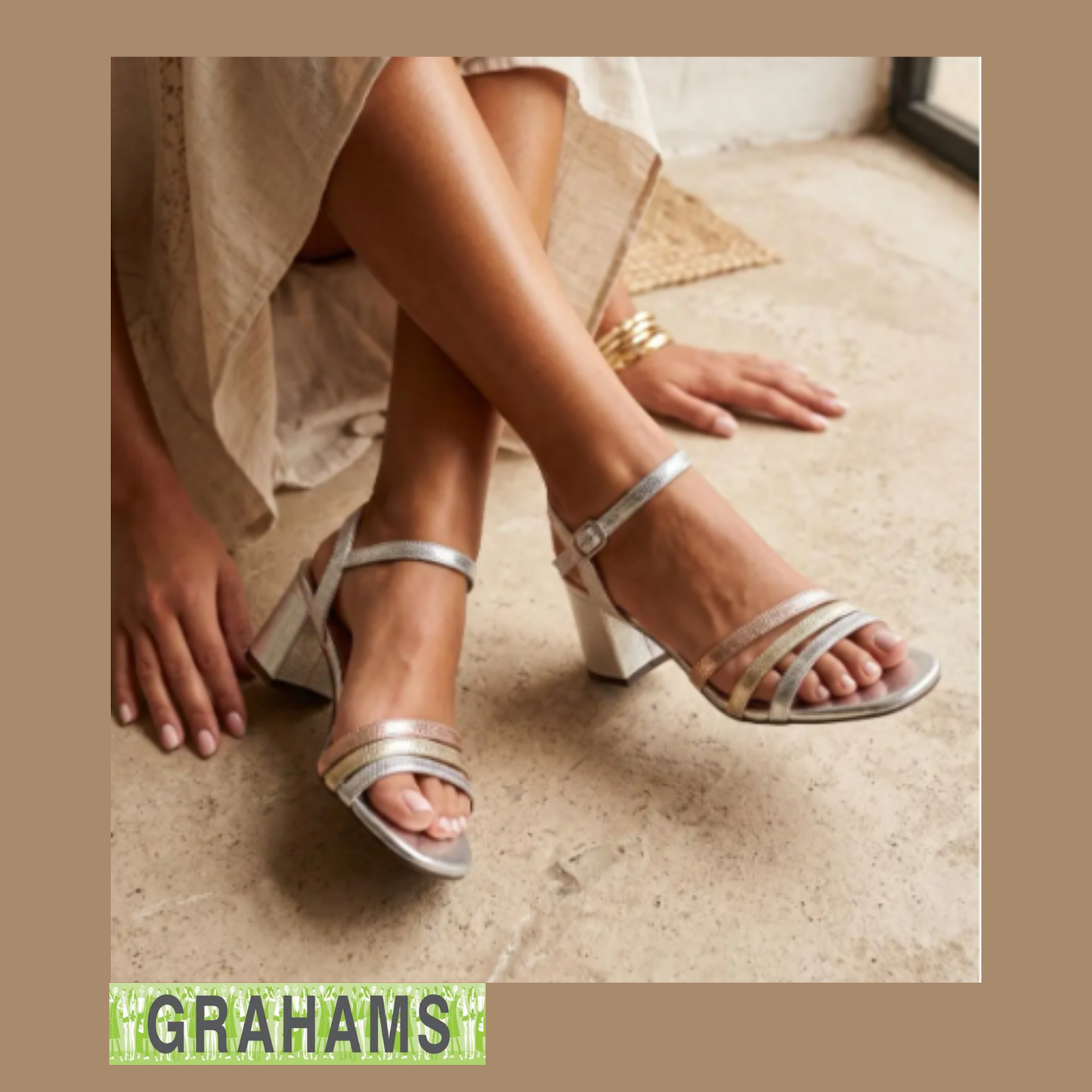 PFS Block Heel Dressy Sandal Silver Multi CL075