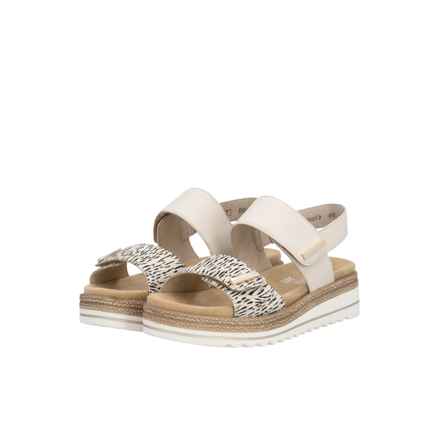 Remonte Wedge Sandal Cream Leather D0Q59