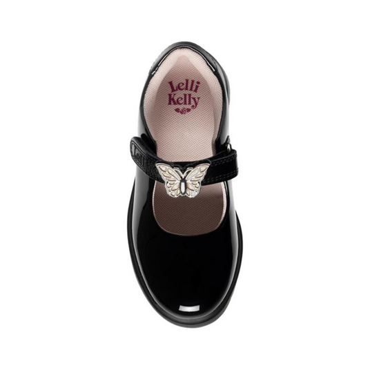 Lelli Kelly Delilah Butterfly 8936 Black Patent Leather School Shoe