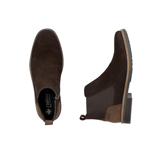 Rieker Chelsea Boot Suede Leather Chocolate Brown  33253-25
