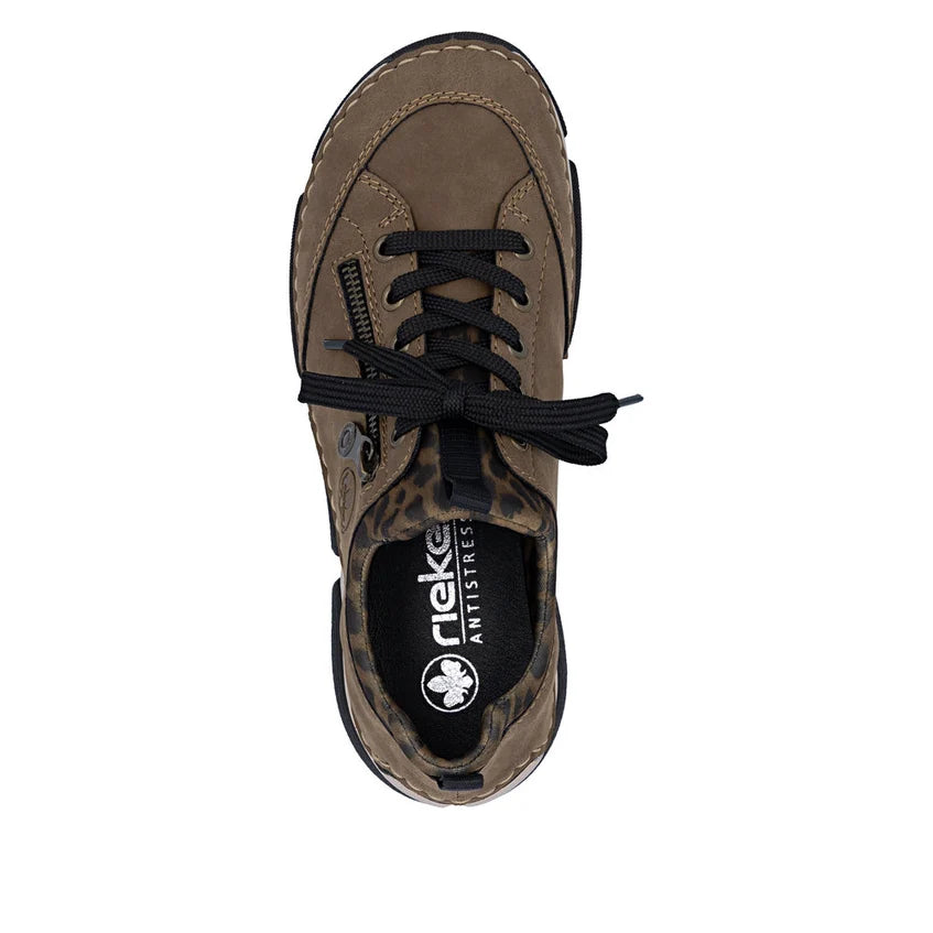 Rieker Ladies Slip On Leopard Print Casusal Trainer Shoe 45973
