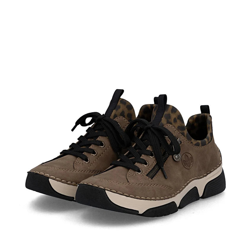 Rieker Ladies Slip On Leopard Print Casusal Trainer Shoe 45973