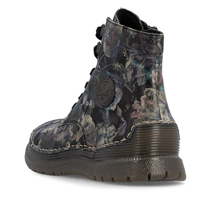 Rieker Floral Metallic Ankle Boot Black Multi 53632-90