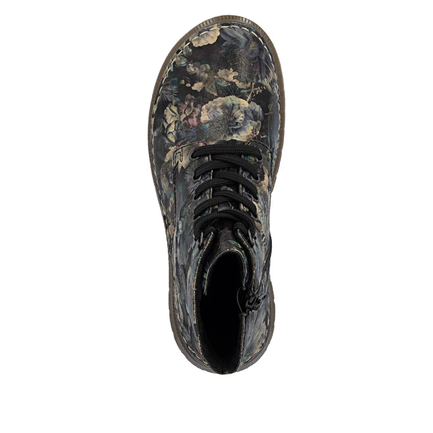 Rieker Floral Metallic Ankle Boot Black Multi 53632-90