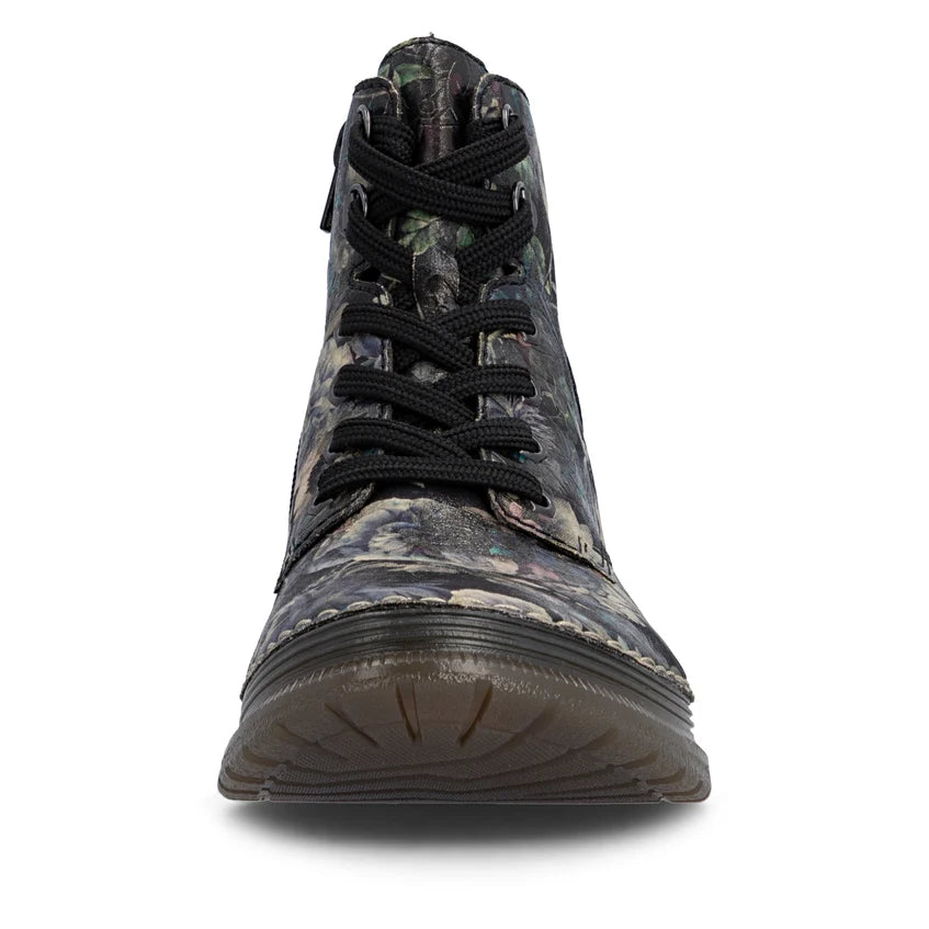 Rieker Floral Metallic Ankle Boot Black Multi 53632-90