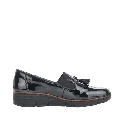 Rieker Platform Wedge Loafer Silver 53751