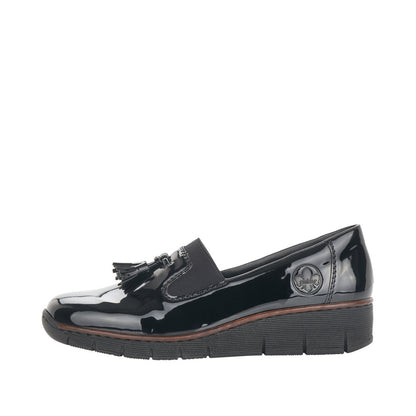 Rieker Platform Wedge Loafer Silver 53751