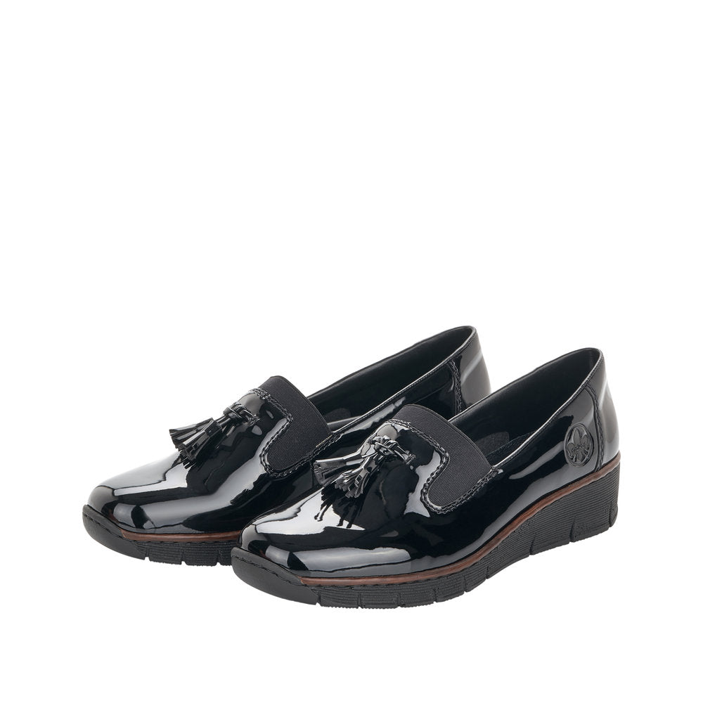 Rieker Platform Wedge Loafer Silver 53751