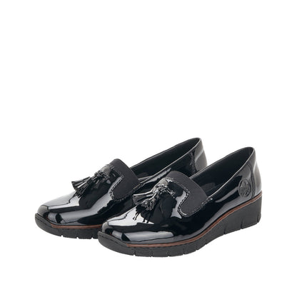 Rieker Platform Wedge Loafer Silver 53751