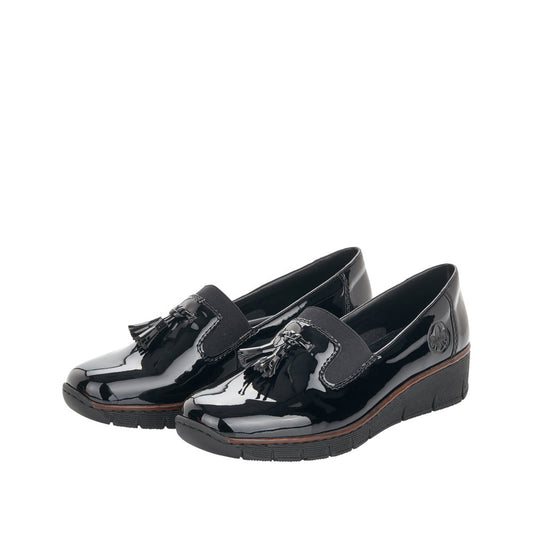 Rieker Platform Wedge Loafer Silver 53751