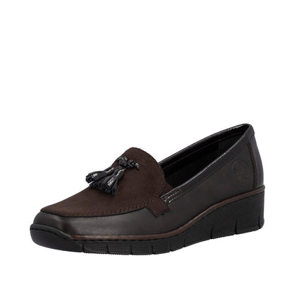 Rieker Slip On Low Wedge Loafer 53771