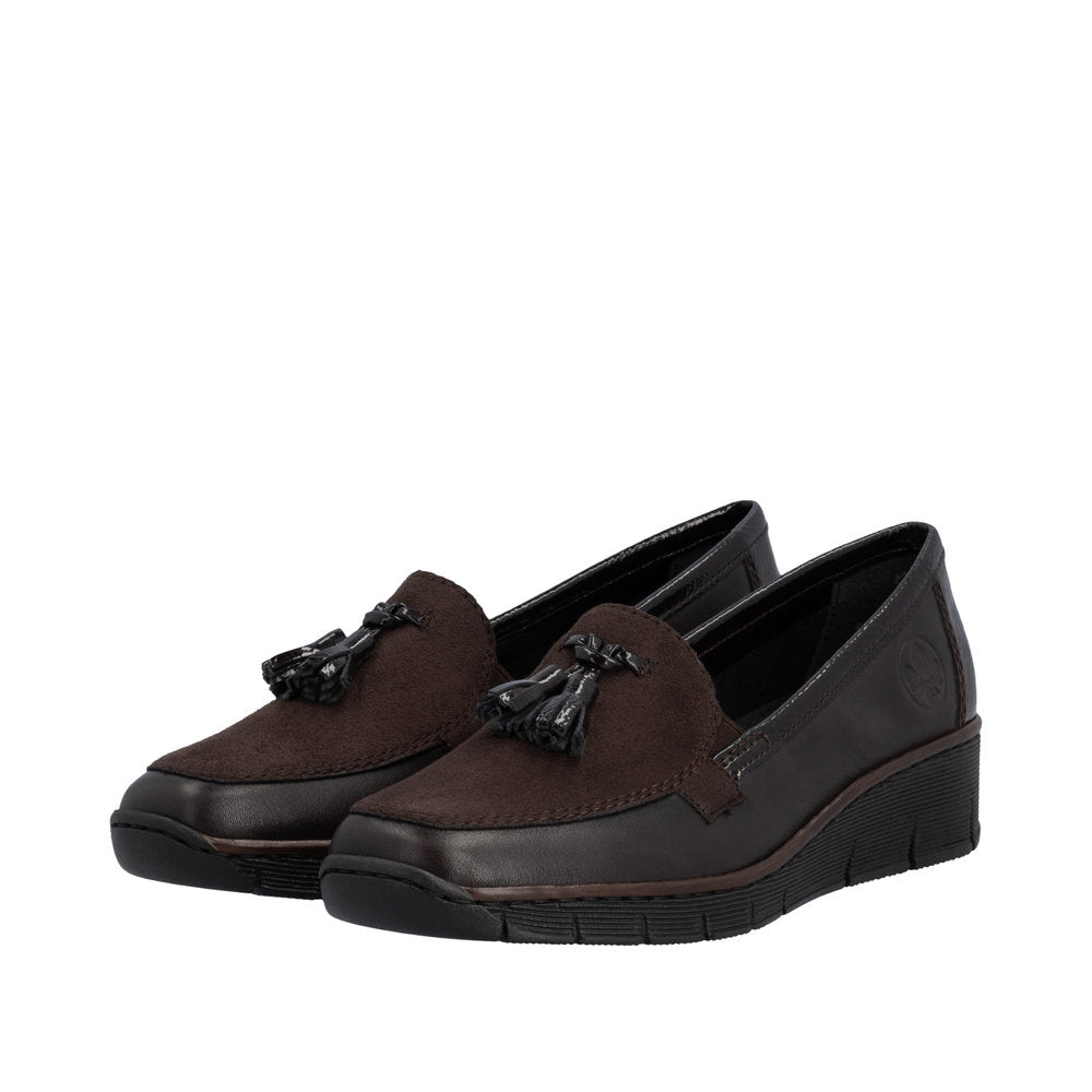 Rieker Slip On Low Wedge Loafer 53771