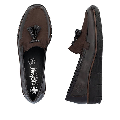 Rieker Slip On Low Wedge Loafer 53771